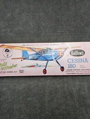GUILLOW'S #601 CESSNA 180 BALSA WOOD FLYING MODEL PLANE New In Box B1-70